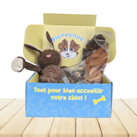 Kit découverte spécial chiot friandises jouets tug éleveur petit chien canigourmand